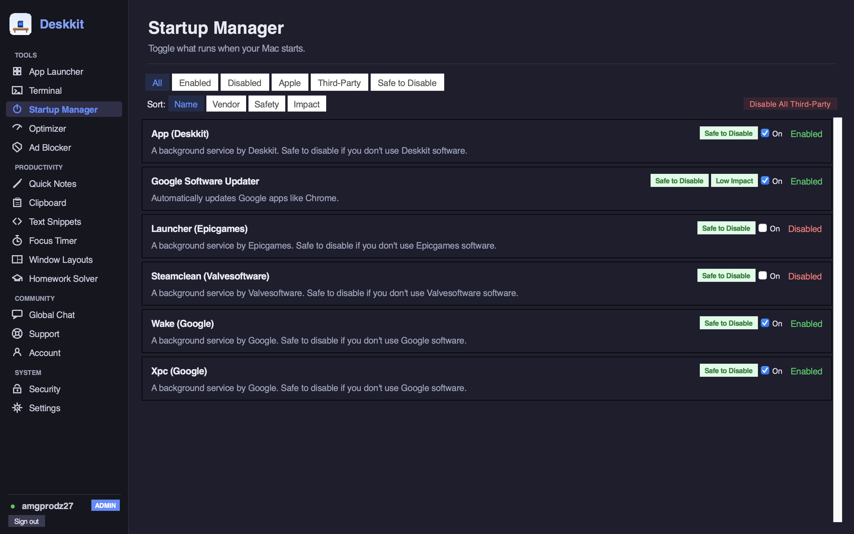 Startup Manager