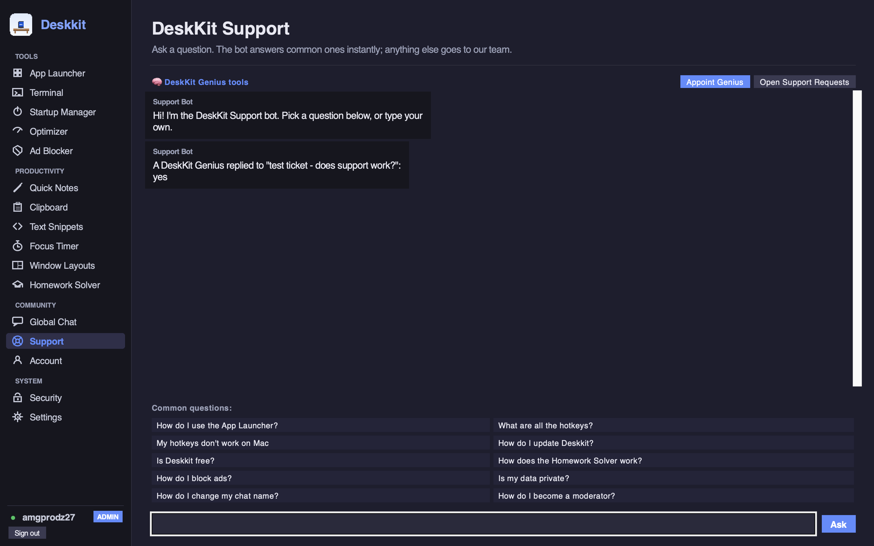 DeskKit Support